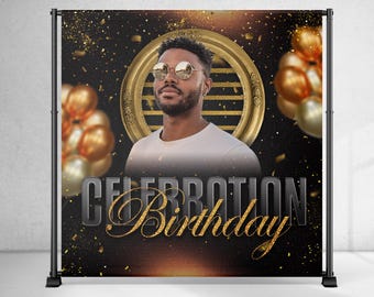 Custom Birthday Party Backdrop – Personalized Photo Booth Banner