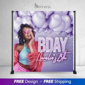 Sfondo di compleanno personalizzato - Striscione per feste personalizzato - Sfondo fotografico per bambini e adulti - Decorazione stampabile o stampabile digitale