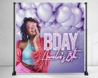 Custom Birthday Backdrop – Personalized Vinyl Party Banner