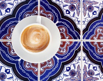 Cafe y Azulejos // Impression espagnole 5 x 7 // Photographie de café