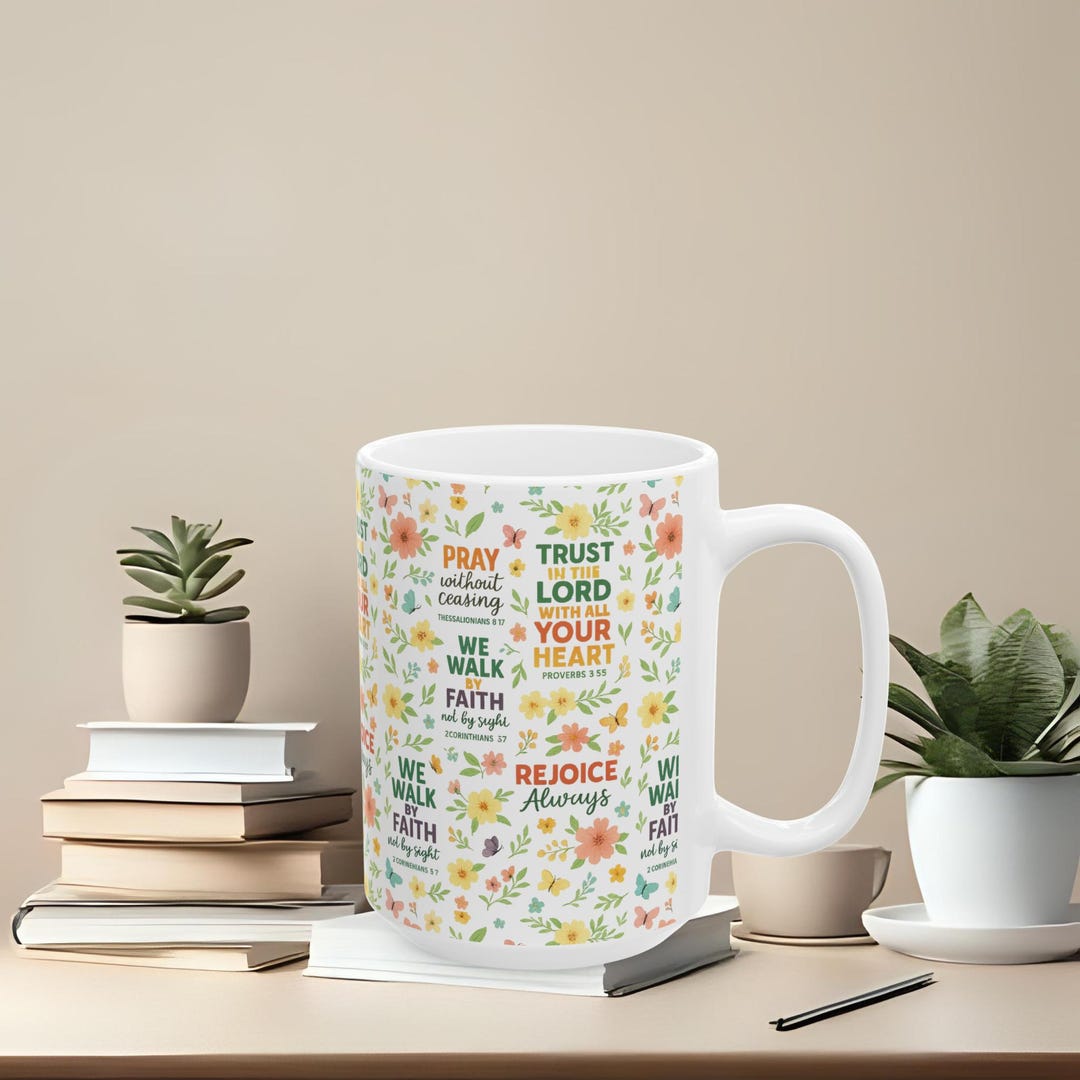 Coffee Mug 11, 15oz Christian Bible Verse Mug With Colorful Floral ...