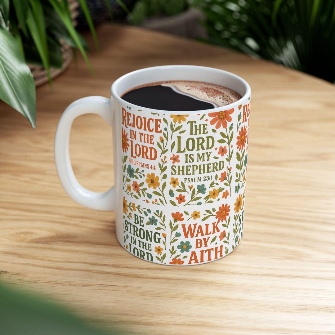 Mug Jesus Christian Bible Verse Mug With Floral Pattern | Scripture ...