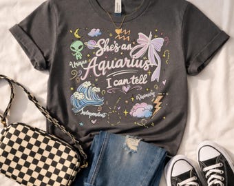 Aquarius Zodiac T Shirt, Astrology Graphic Tee, Visionary Independent Air Sign Top