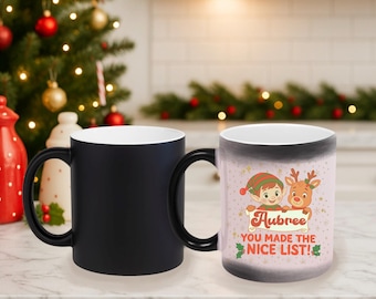 Personalized Magic Reveal Christmas Mug • "Nice List" Cocoa Cup