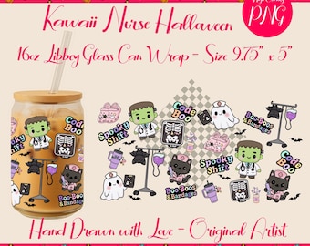 Pastel Halloween Nurse Glass Wrap: Spooky Kawaii PNG (Digital Download)