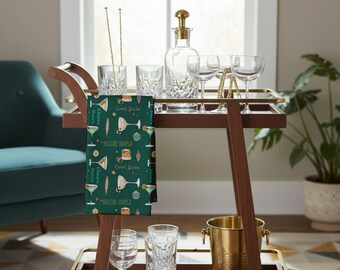 Paño de cocina con estampado de cóctel navideño: decoración de cocina con estampado de martini de mediados de siglo