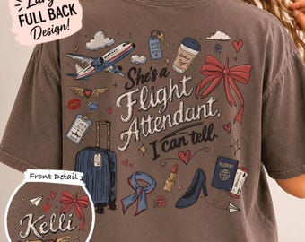Personalized Flight Attendant Shirt, Custom Cabin Crew Tee, Comfort Colors Pepper Tee