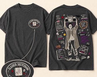 Slasher Sketchbook Horror Tee, 80s Halloween Comfort Colors Graphic Shirt