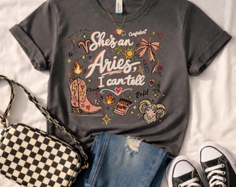 Aries Zodiac T-Shirt, Astrology Graphic Tee, Fire Sign Top, Birthday Gift