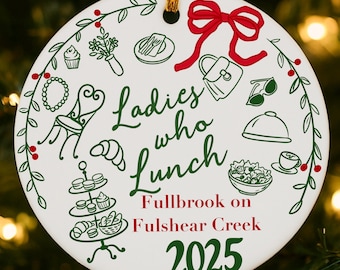 Ladies Who Lunch Ornament • Doodle Art, Social Club Gift