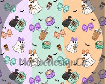 Bows, Iced Coffee | Pastel Kawaii Fall Sublimation | 3 Colorways + Transparent