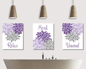 Purple Bathroom Art Etsy