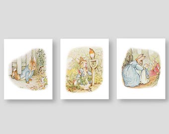 PETER RABBIT Nursery Wall Art Peter Rabbit Prints Beatrix Potter Baby Shower Peter Rabbit Gifts Gallery Wall Prints (PR001)