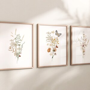 Boho Wildflowers Floral Art Prints, Set of 3 Prints, Canvas or Digital ...