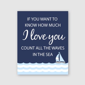 Count The Waves, Nursery Art Print Nautical Nursery Decor, Sailboat Print, Baby Nursery Art, Nautical Bedroom Art, Coastal Art, Love print image 1
