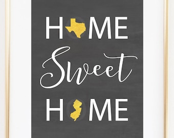 Home Sweet Home Print, Home Sweet Home Decor, Couple Gift For Boyfriend, Gifts For Couple, Long Distance Boyfriend Gift, Map Gifts Wedding