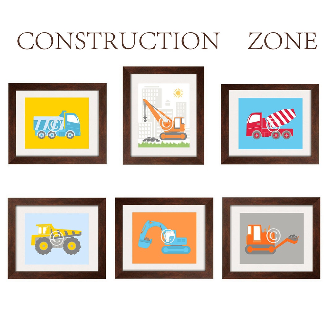 Boy Wall Art Construction Vehicles Nursery Decor Toddler Boy Art