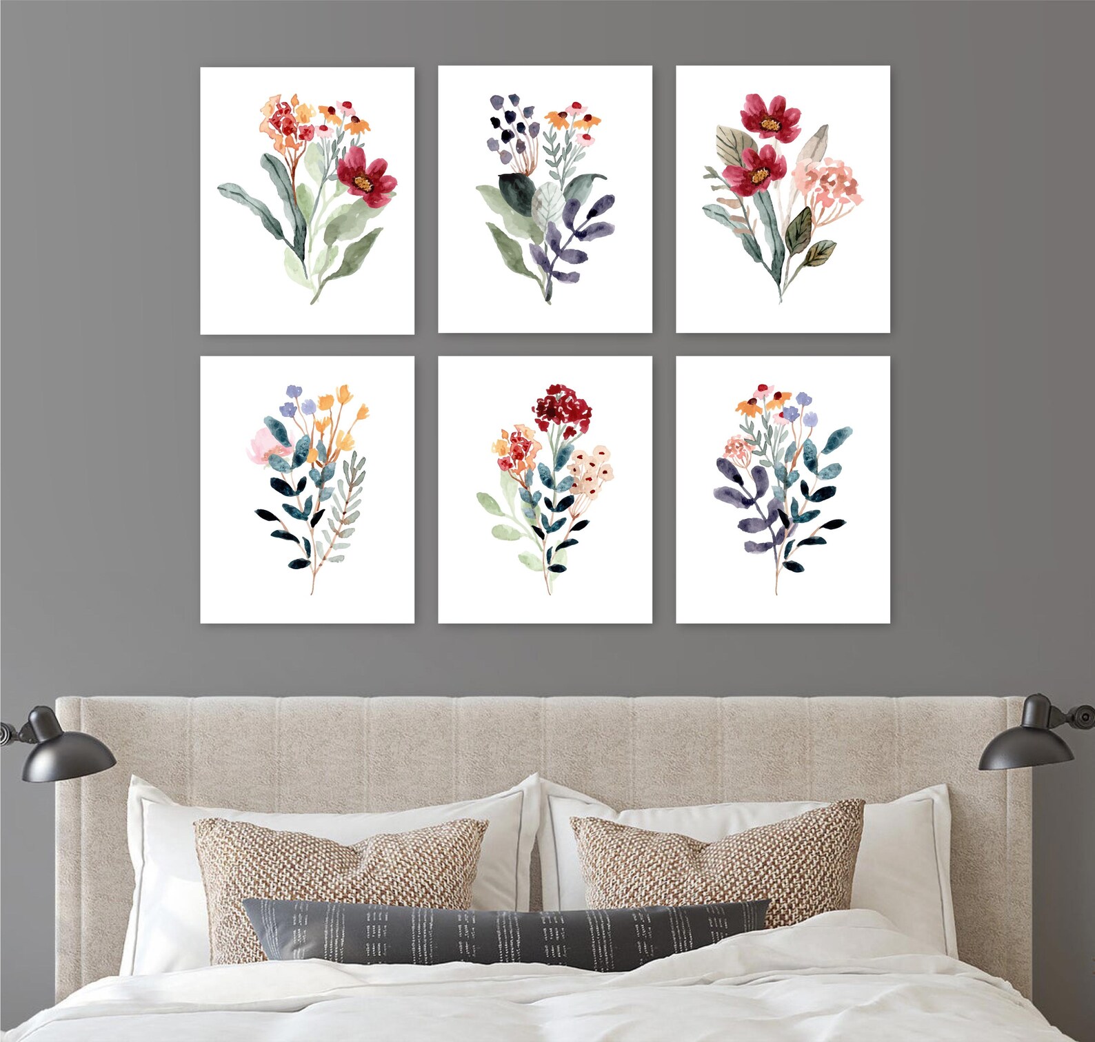 Wildflowers Wall Art, Watercolor Wildflower Art Prints or Canvas Set of ...