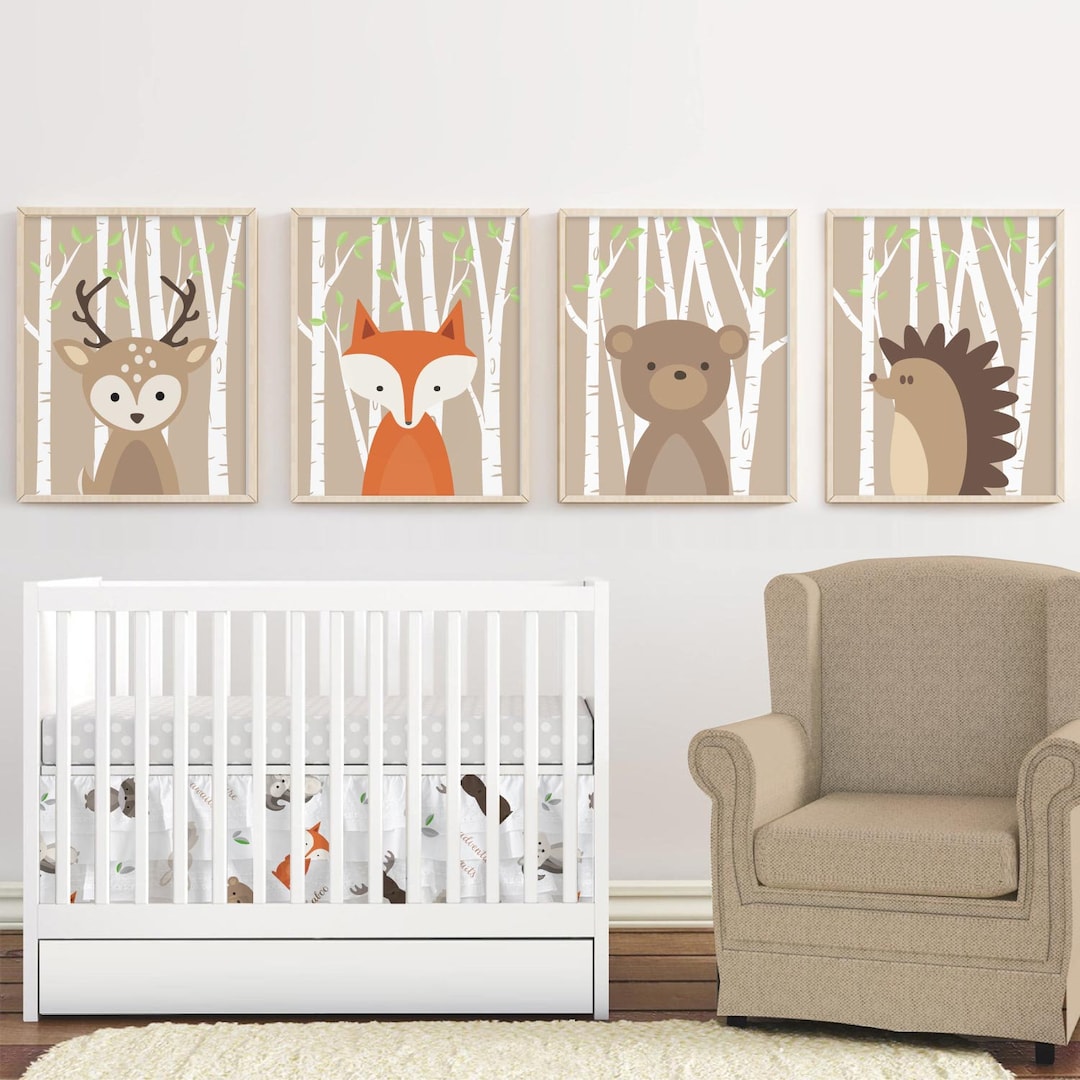 Woodland Animals Nursery Print Set, Forest Creatures Wall Art - Etsy