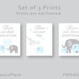 Blue and Gray Boy Nursery Decor Elephant Nursery Wall Art Baby Boy Nursery Art Prints Childrens Art