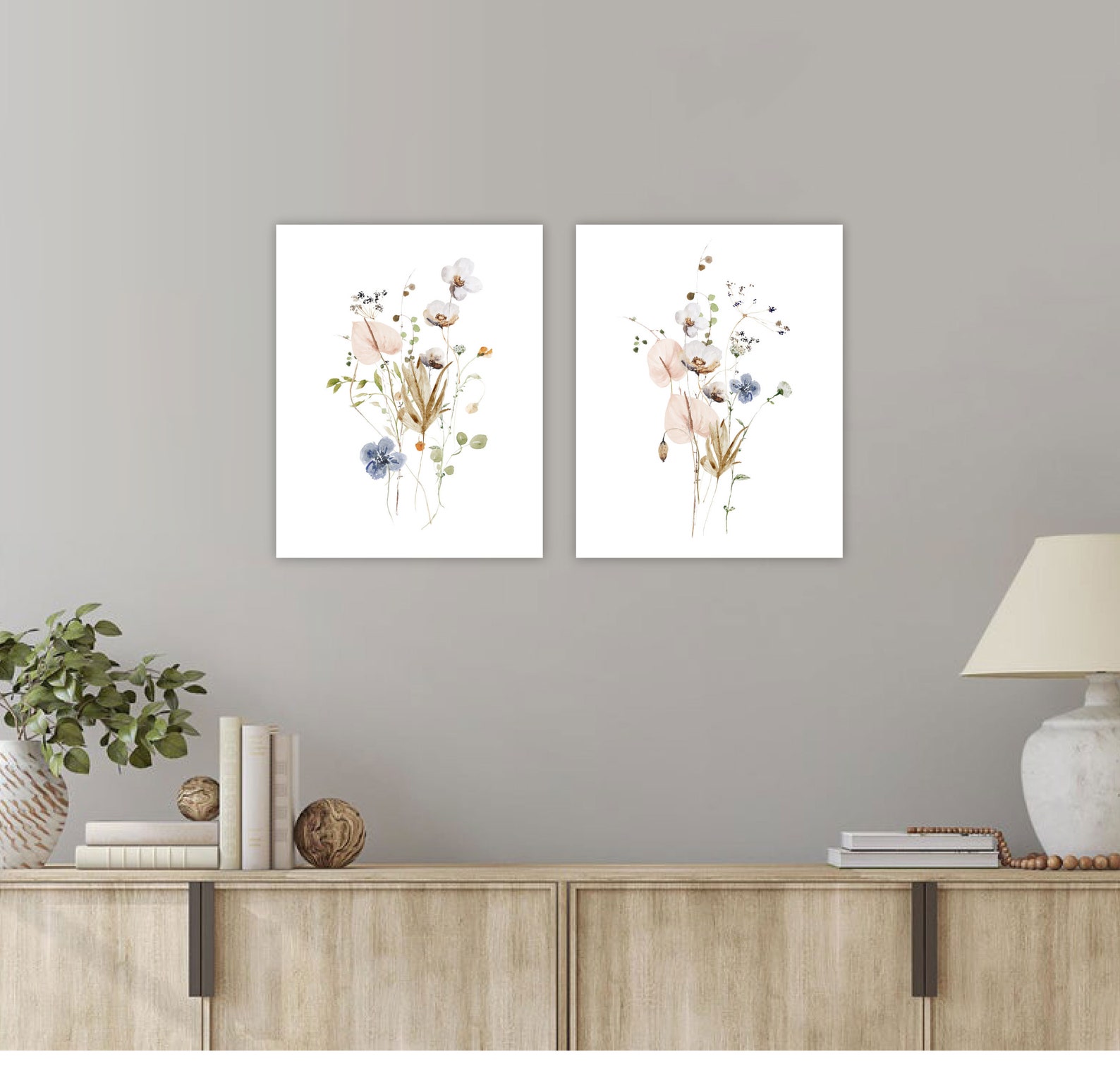 Watercolor Flower Wall Art, Wildflower Art Prints, Digital or Canvas ...