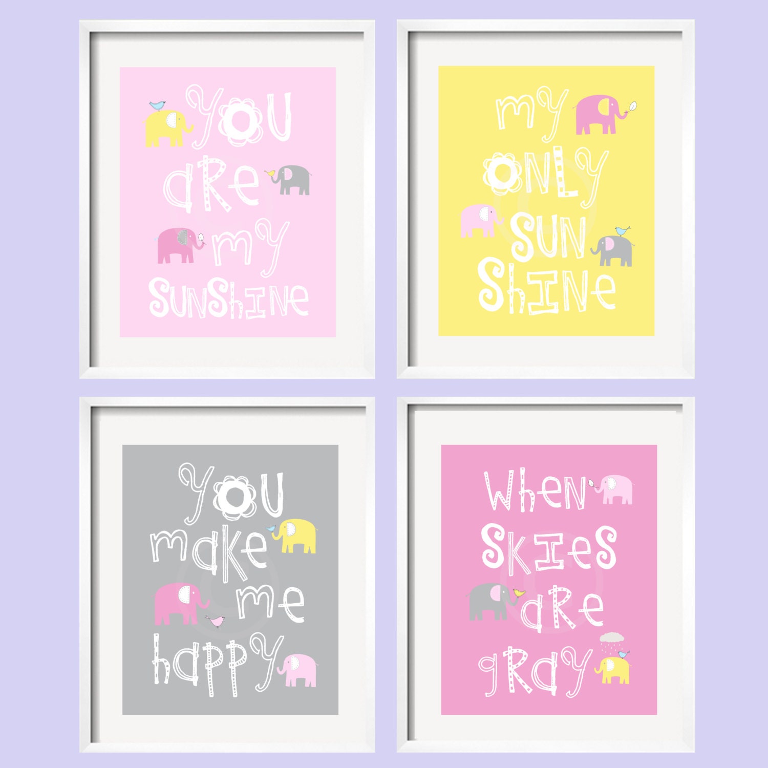Baby Girl Wall art Pink Yellow Gray Nursery Decor You Are Etsy