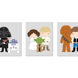 Star Wars Prints Nursery Wall Decor CUSTOM COLORS Prints StarWars Gifts Star Wars Baby Boy Nursery Decor Star Wars gift ideas Set of 3 83-3
