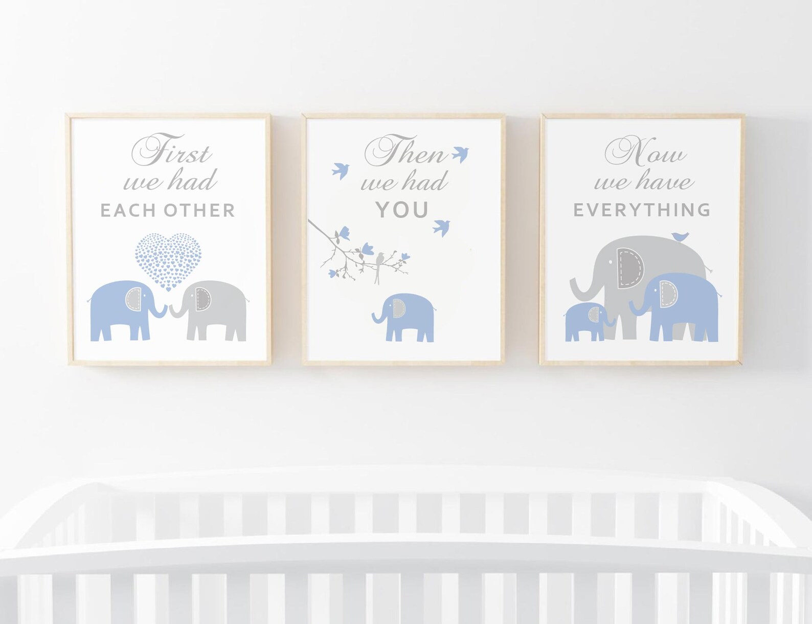 Elephant Nursery Decor Baby Boy Nursery Wall Art Print in Blue Etsy