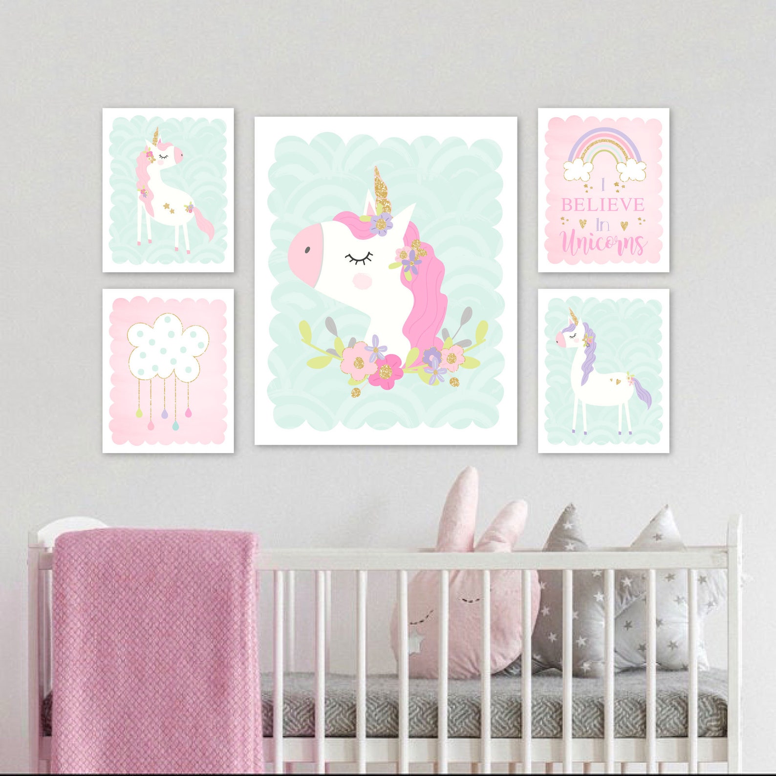 Unicorn Wall Decor Unicorn Bedroom Decor Girl Unicorn Rainbow Etsy