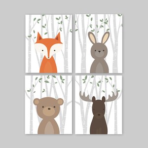 Woodland animals prints Woodland animal decor Baby Nursery art Nursery decor Woodland animal print Fox Bear Moose