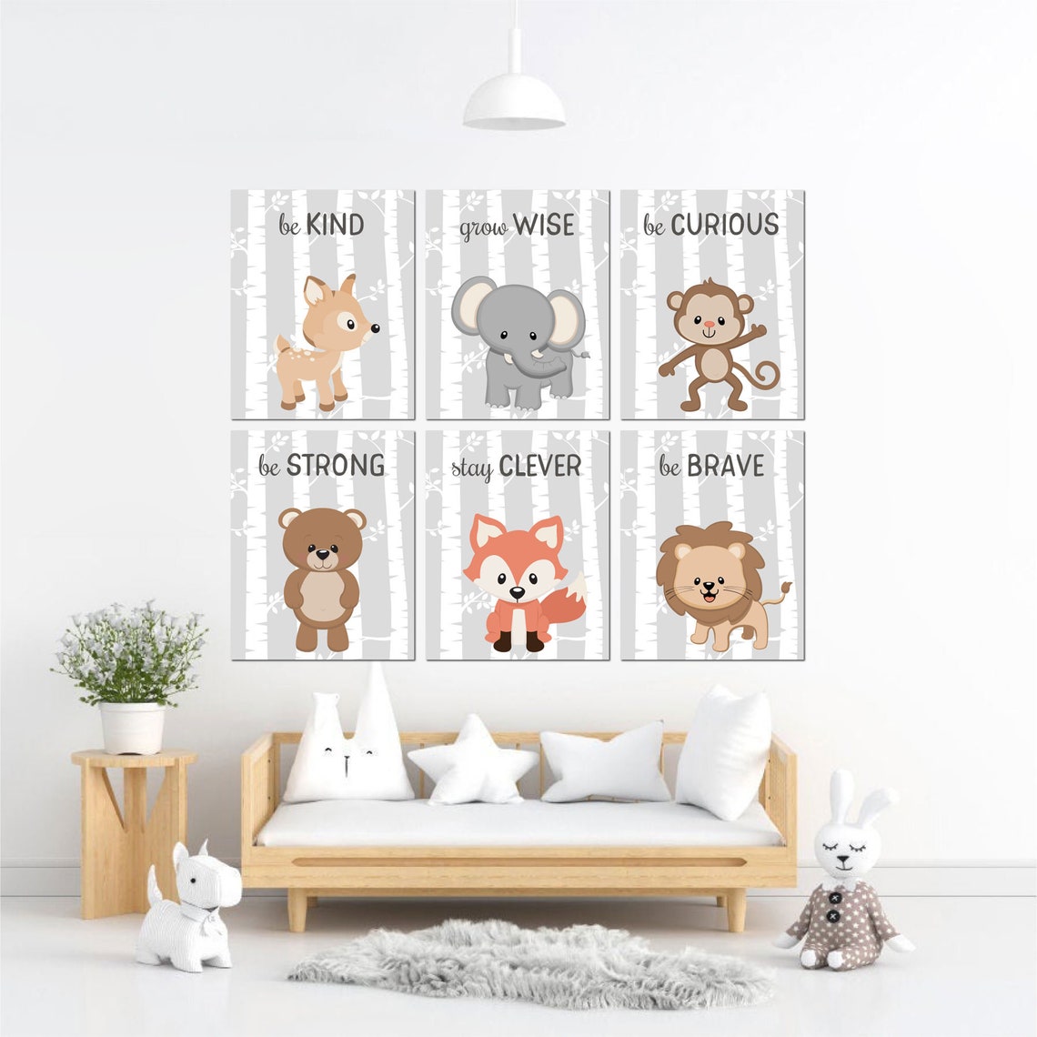 Zoo Animals Nursery Decor Baby Wall Art Woodland Nursery | Etsy