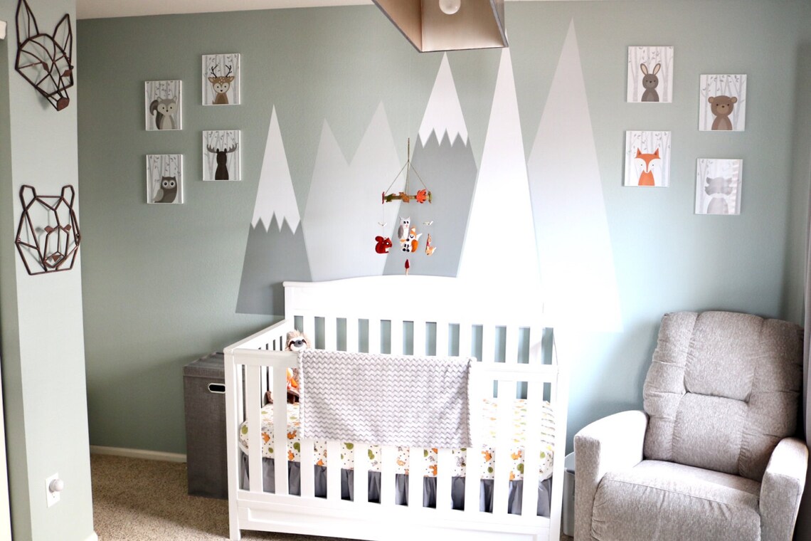 Baby Boy Nursery Art, Woodland Nursery Animals, Baby Room Decor, Forest ...