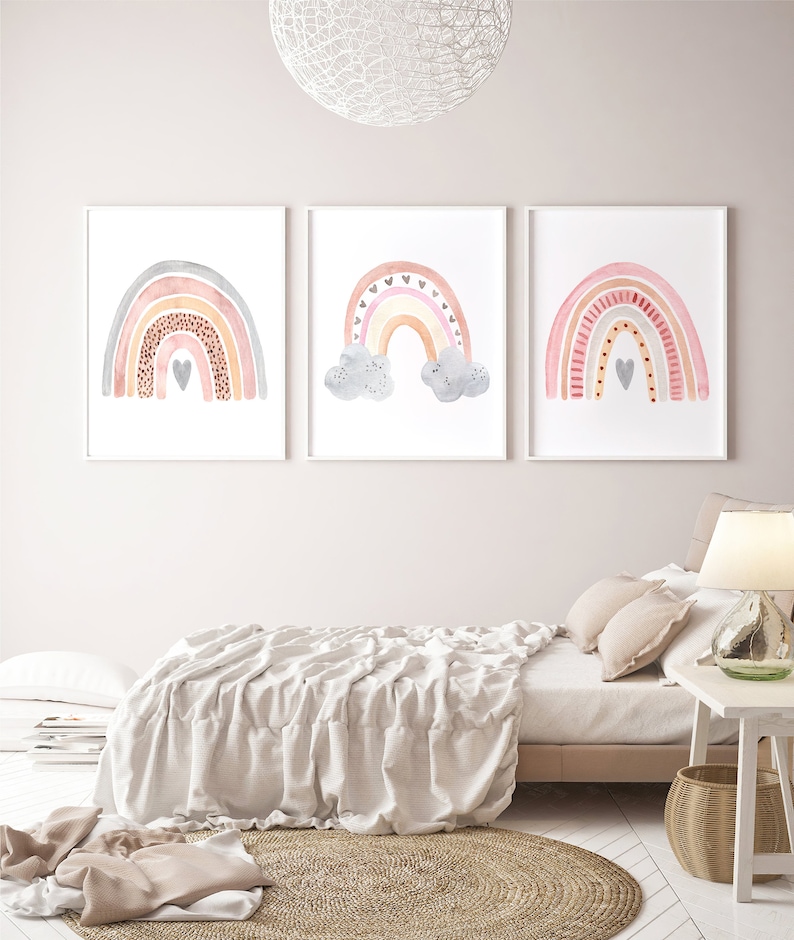 Watercolor Rainbow Wall Art Set of 3 Rainbow Art Prints or Etsy