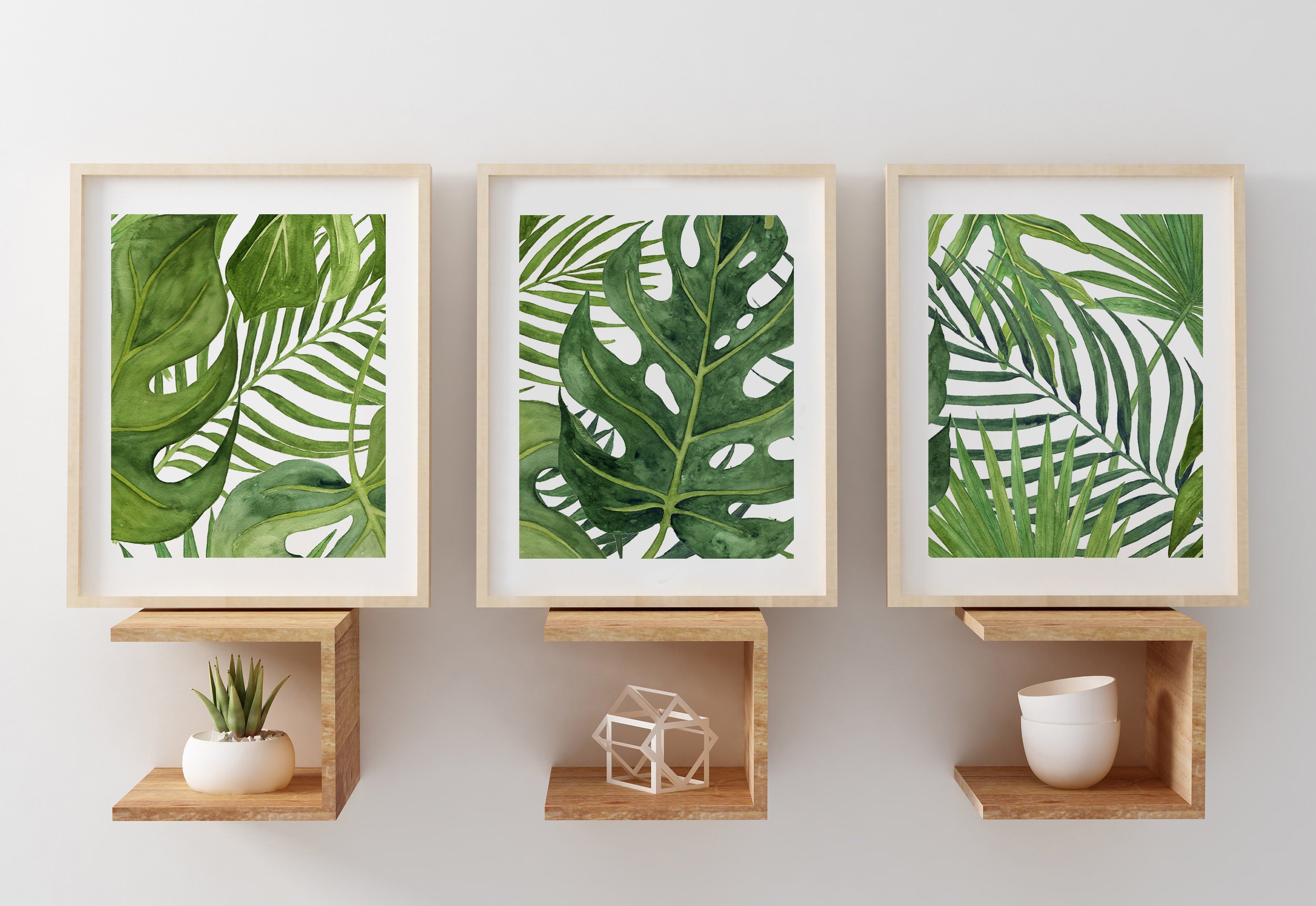 Art & Collectibles Digital Prints Watercolor Banana Leaf Print Printable Wall Art Tropical Wall ...