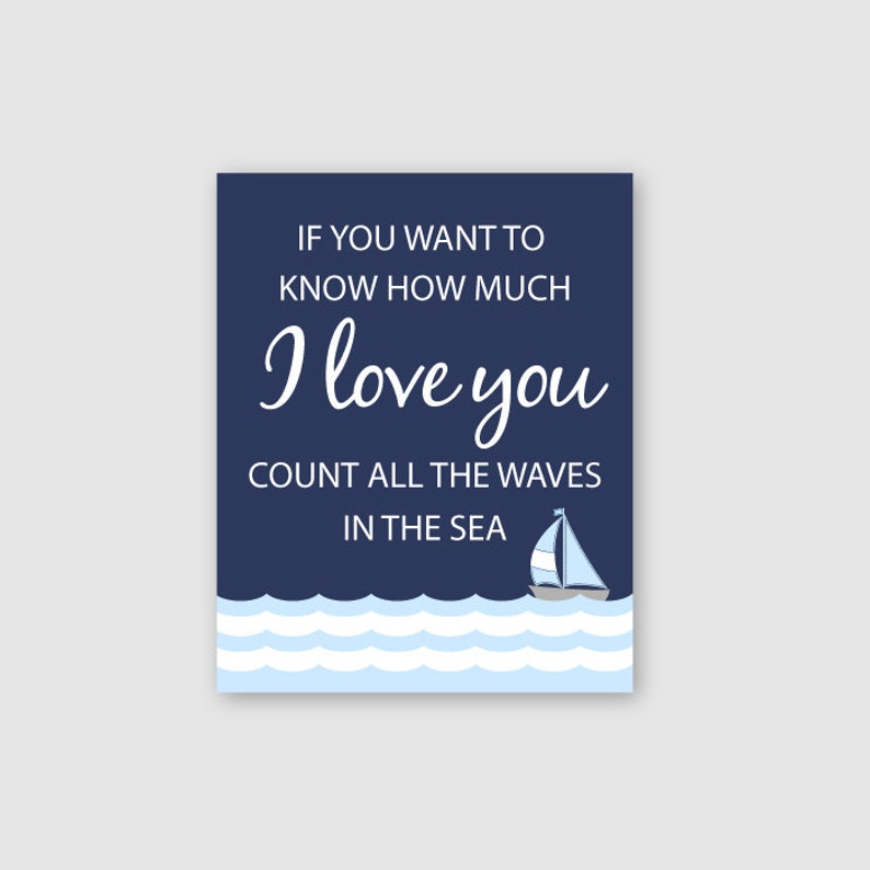 Count The Waves, Nursery Art Print Nautical Nursery Decor, Sailboat Print, Baby Nursery Art, Nautical Bedroom Art, Coastal Art, Love print image 1