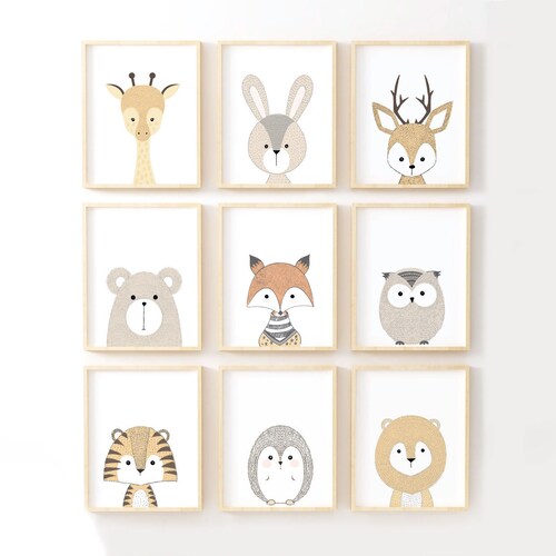 Woodland Animal Art Nursery Decor Baby Animal Prints Etsy