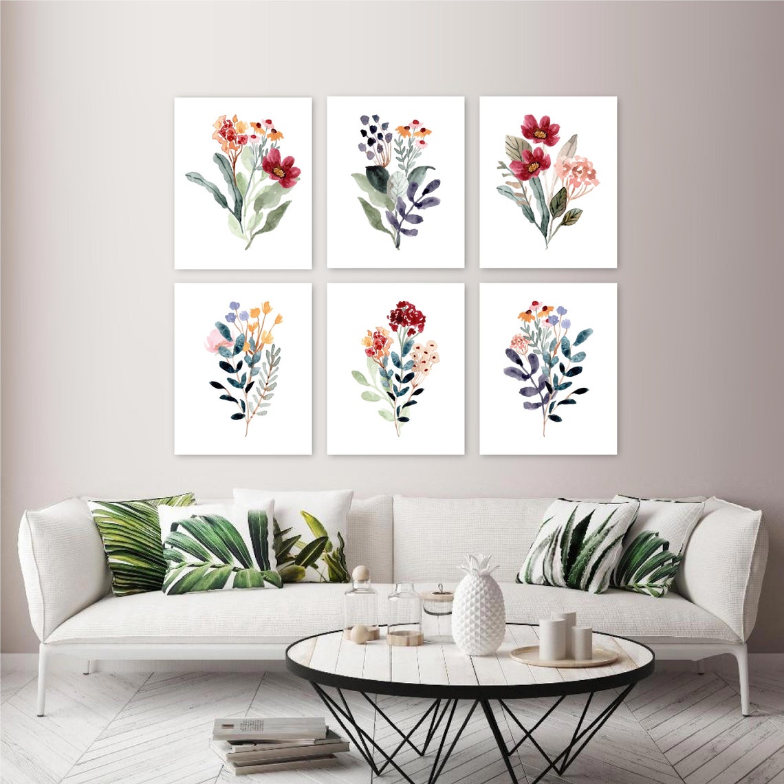 Wildflowers Wall Art, Watercolor Wildflower Art Prints or Canvas Set of ...