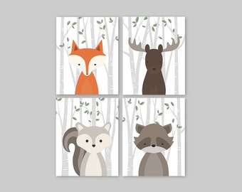 Baby Animal Wall Art Print Forest Animals Fox Wall Art Baby Shower Gifts Christmas Gift Ideas for Girls Gift for Boys Nursery Modern Art