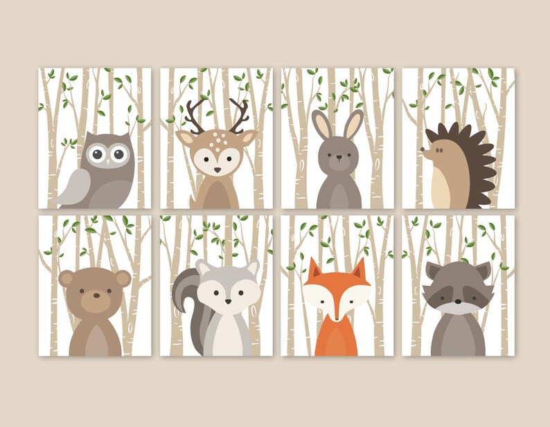 WOODLAND Animals Wall Art Forest Animals Woodland Nursery Etsy
