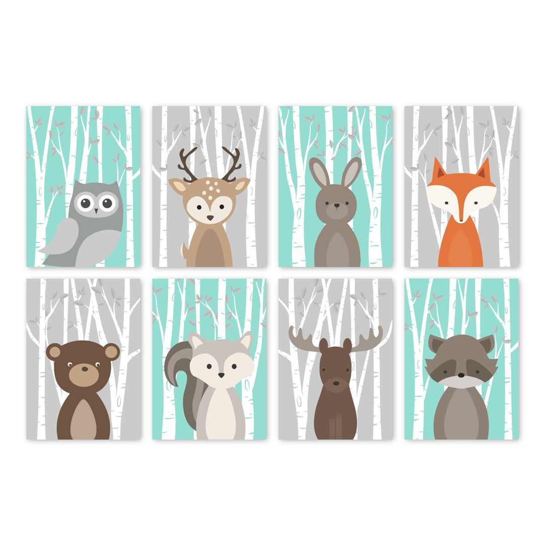 Woodland Nursery Set, Printable Woodland Nursery Decor, Woodland Animal ...