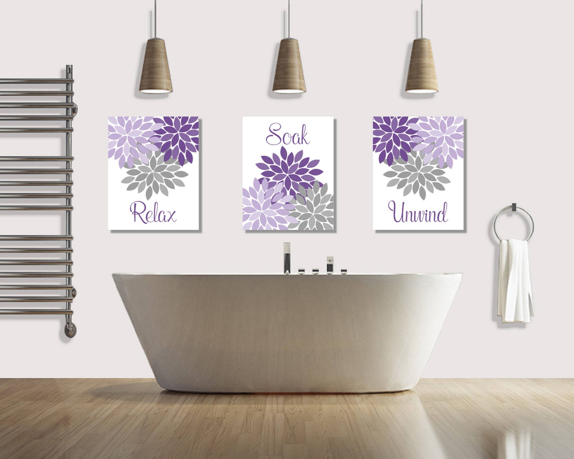 Bathroom Decor Purple Wall Decor Inspirational Quotes Modern