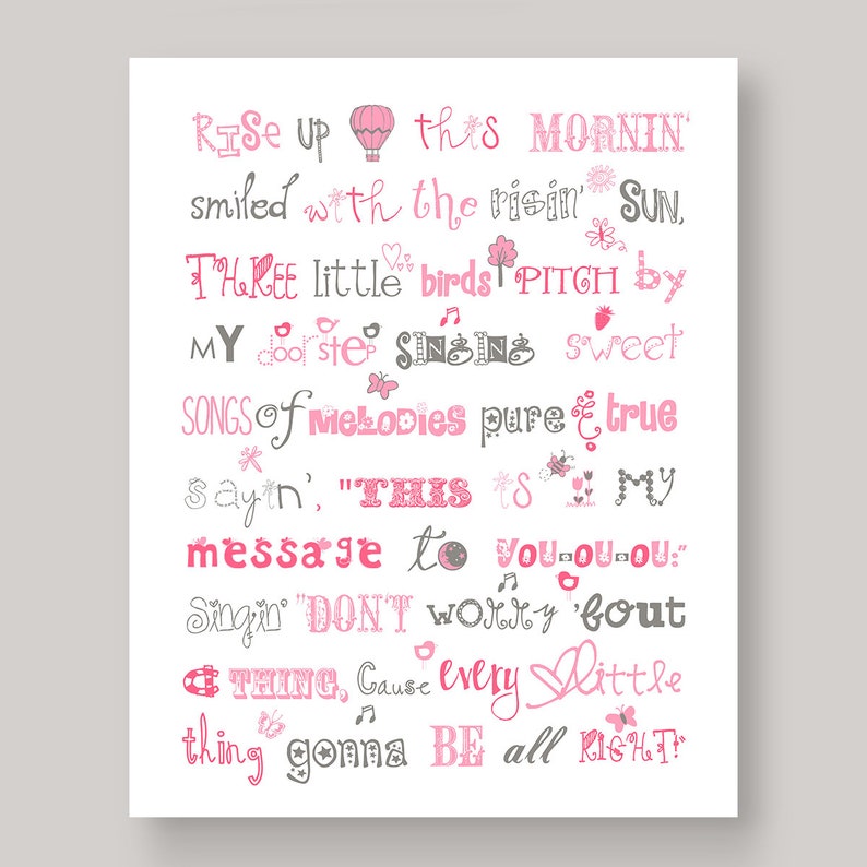 Three Little Birds Wall Art Song Lyrics Quote in Yellow | Etsy