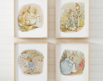 PETER RABBIT Wall Art Peter Rabbit Prints Vintage Boy Nursery Decor Beatrix Potter Baby Shower Gift (PR-001) 4B