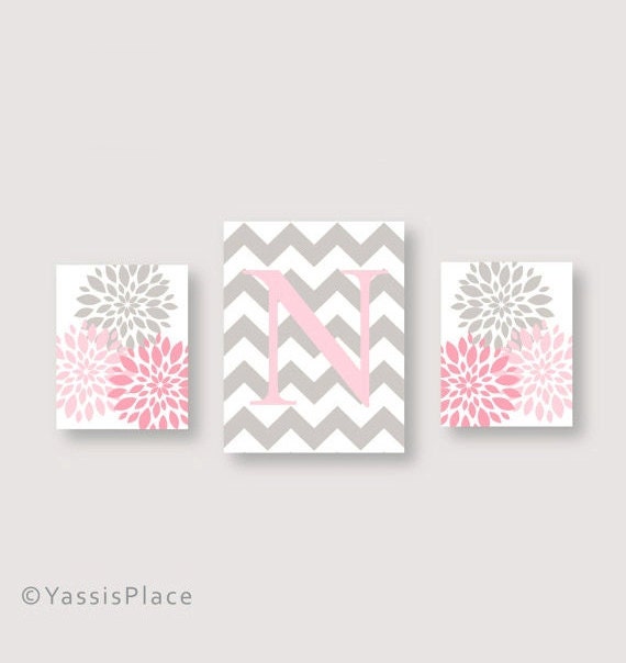 Items similar to Baby Girl Nursery Girl Canvas Art Pink Gray Wall Art