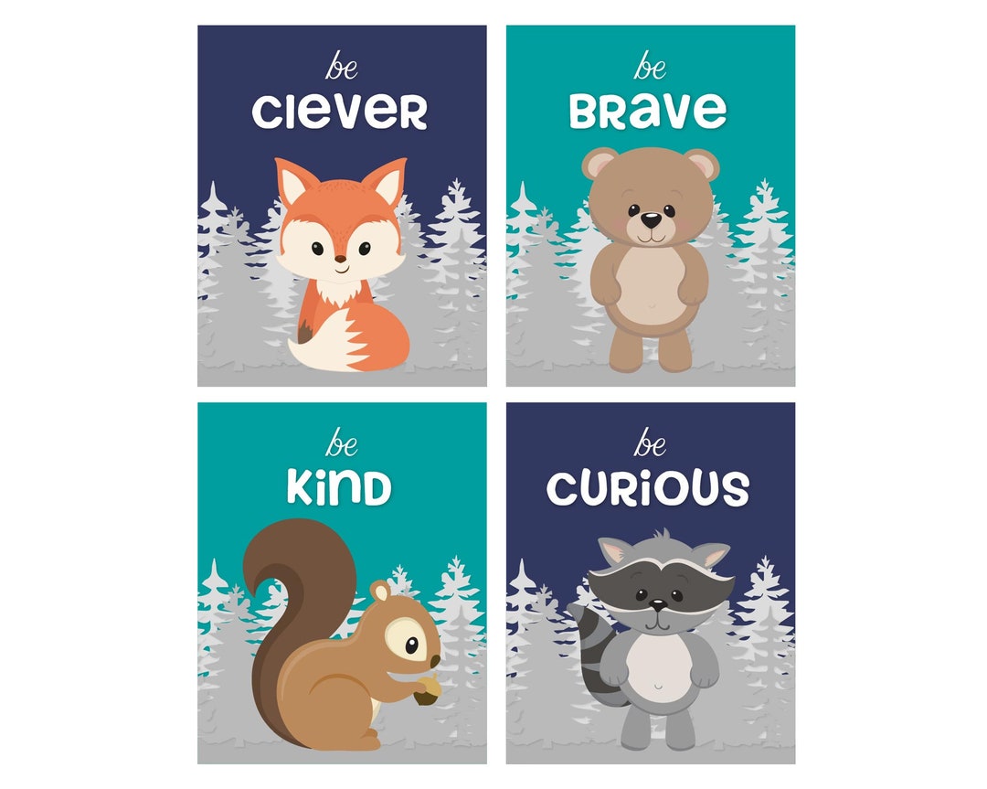 Woodland Animals Wall Art Mountains Woodland Animals Quotes Etsy