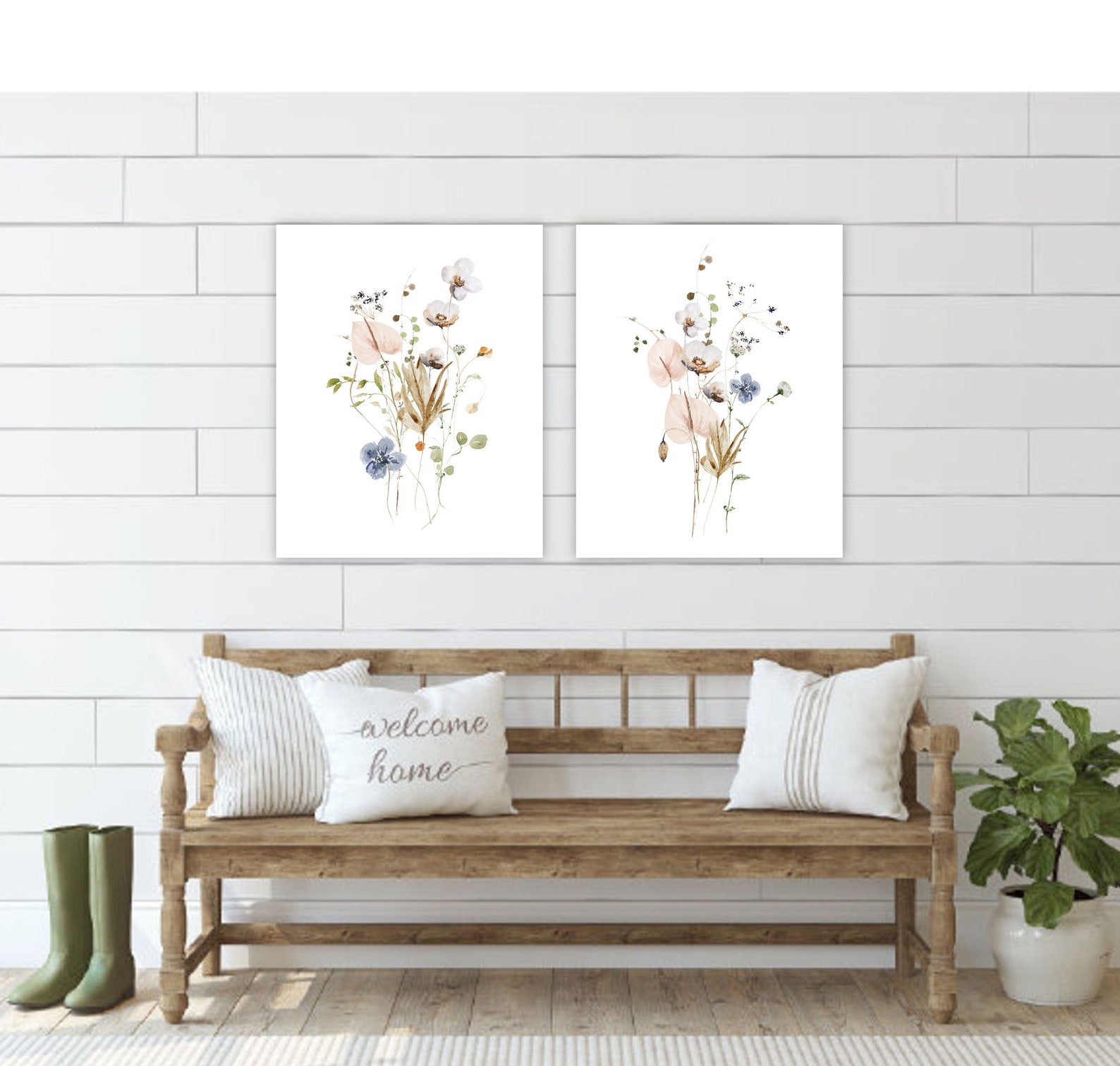 Watercolor Flower Wall Art, Wildflower Art Prints, Digital or Canvas ...