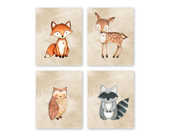 Woodland Animals Nursery Wall Art Prints Unframed Kids Bedroom Or Bathroom Decor Set Of 6 Unframed 8x10 Prints Great Gifts For Baby Shower Posters Prints