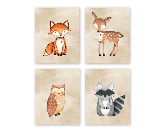 Woodland Animals Nursery Wall Art Prints Unframed Kids Bedroom Or Bathroom Decor Set Of 6 Unframed 8x10 Prints Great Gifts For Baby Shower Posters Prints