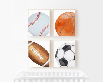 Toddler Room Decor, Sports Posters, Boy Sports Theme Room Decor, Boys Room Football Baseball Basketball Soccer Prints or Canvas Wall Art