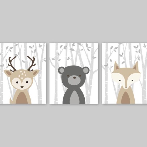 Baby Nursery Decor Baby Nursery Wall Art Woodland Nursery Etsy